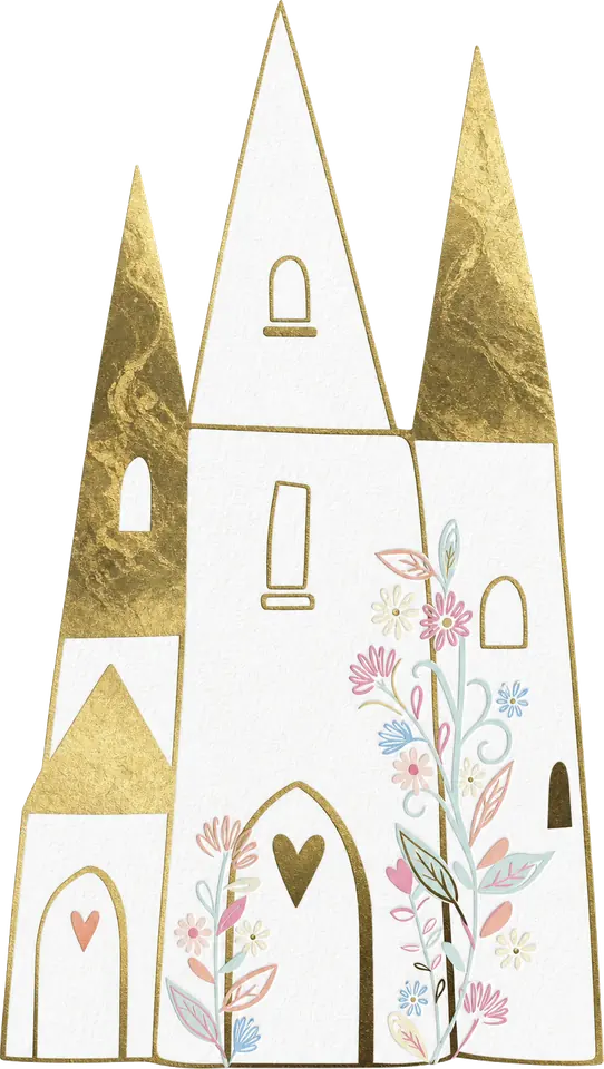 Paper castle with marbled gold roofs